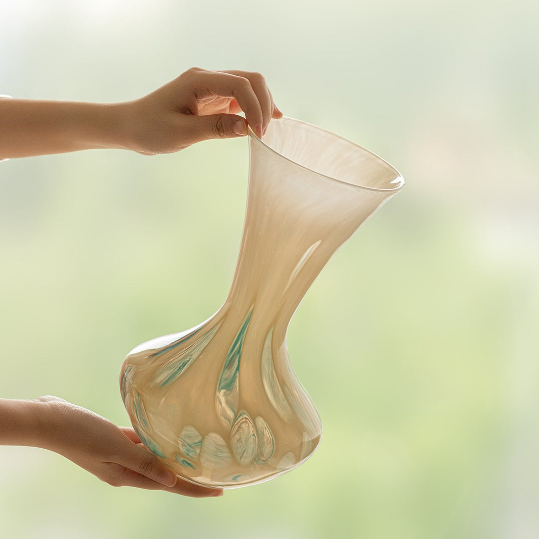 Contemporary Blown-Glass Hourglass Accent Vase Stornfield