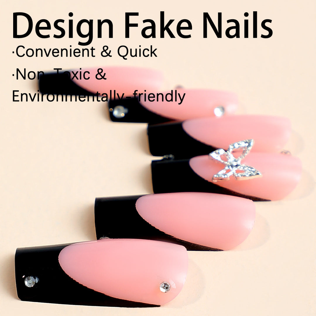 Acrylic nail set with elegant accents and glittering details Stornfield