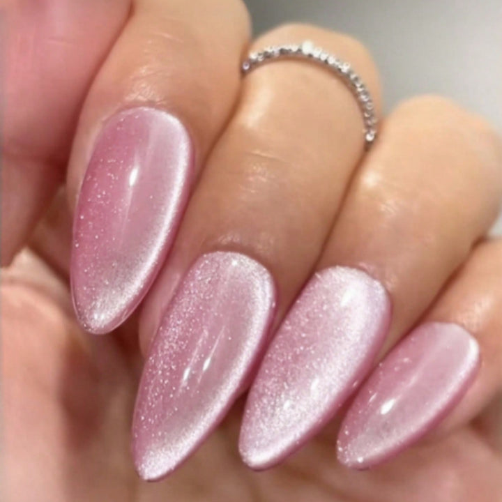 Shiny artificial nails with elegant ombre effect Stornfield