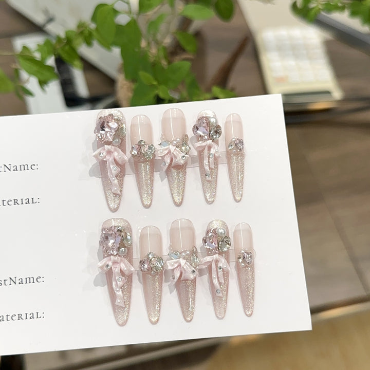 Sparkling Rhinestone-Embellished Press-On Nail Art Kit
