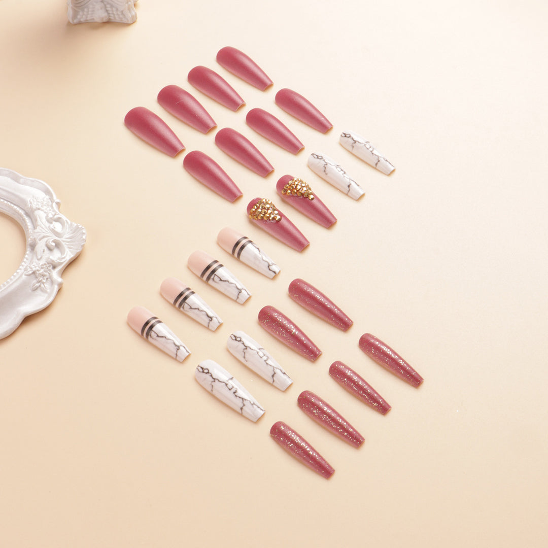 Elegant Marble Press-On Nail Art Set Stornfield