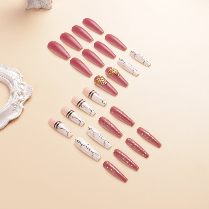 Elegant Marble Press-On Nail Art Set Stornfield
