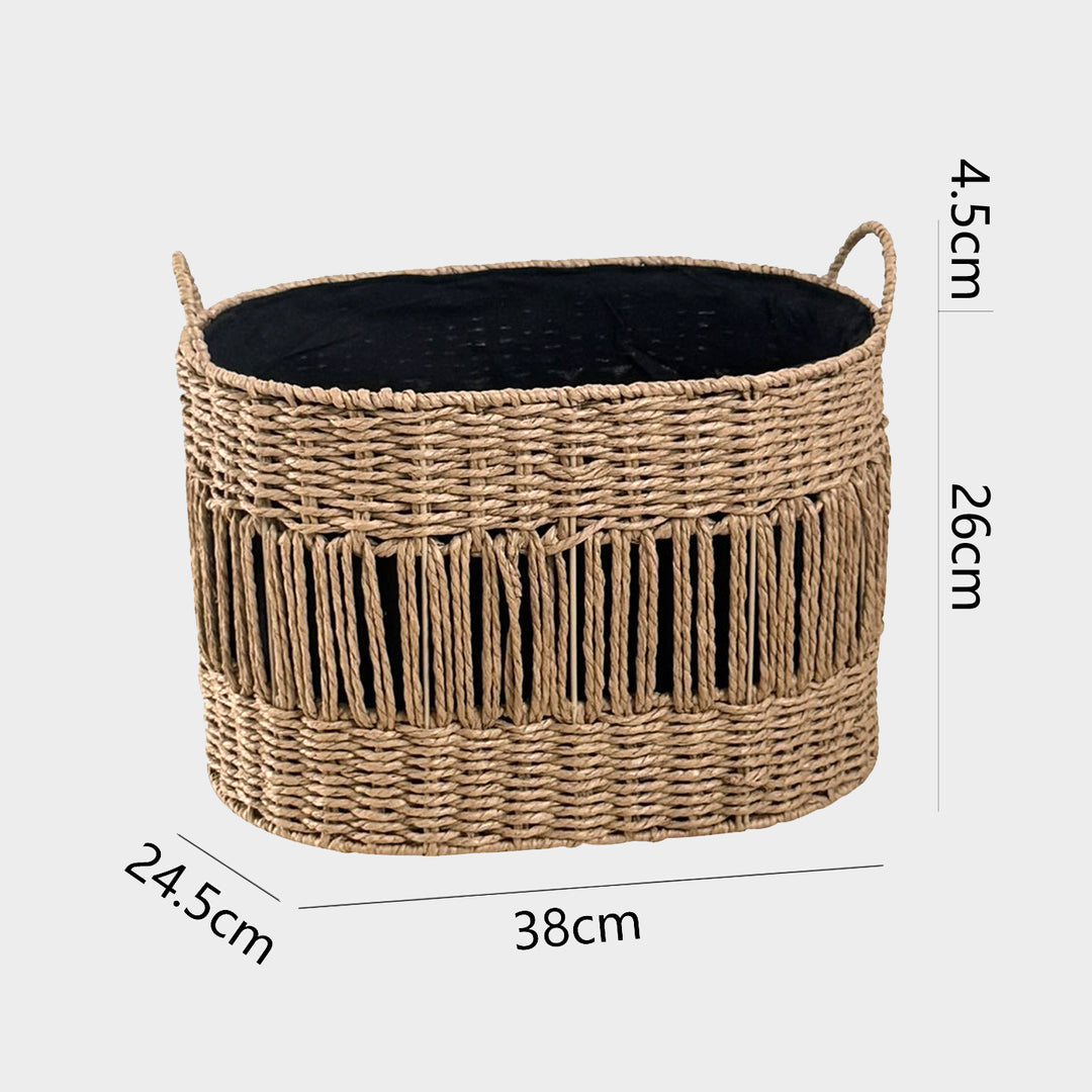 Decorative storage basket with fringes Stornfield