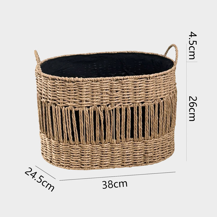Decorative storage basket with fringes Stornfield