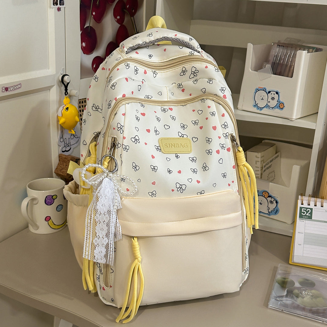 Playful Bow-Embellished Stylish Backpack Stornfield