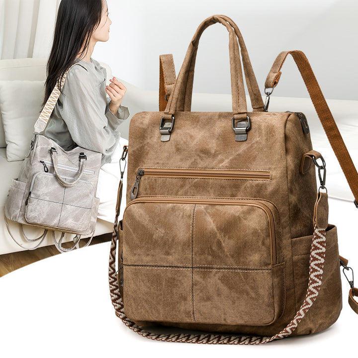Versatile Multi-Compartment Faux Leather Backpack Stornfield