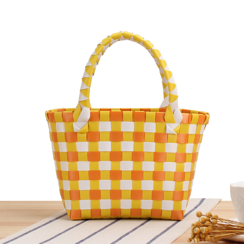 Handcrafted Tote Bag in Modern Check Pattern Stornfield