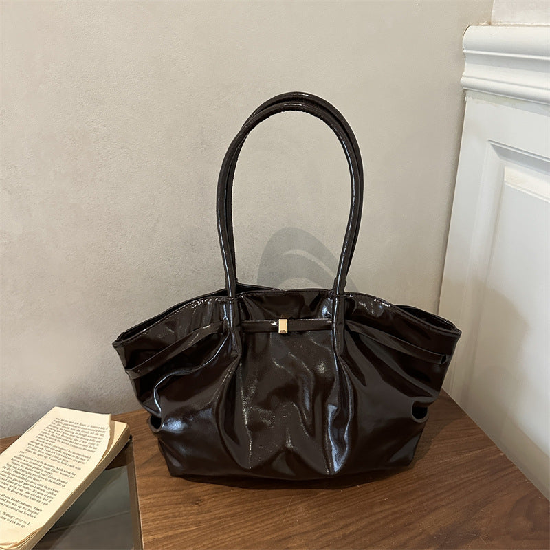Glossy Vegan Leather Handbag