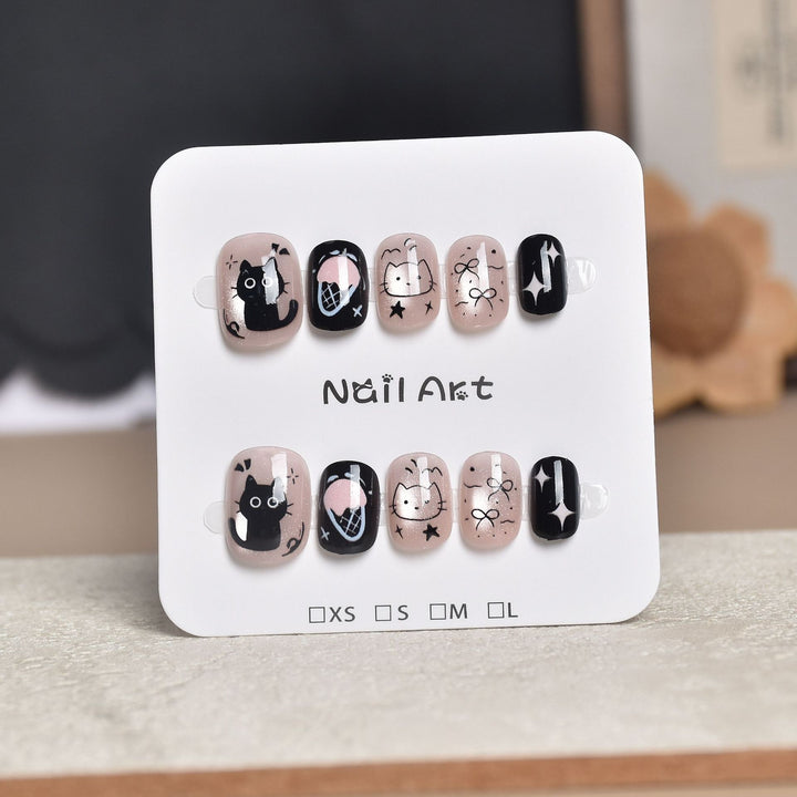 Decorative Press-On Nail Extensions with Floral Accents Stornfield