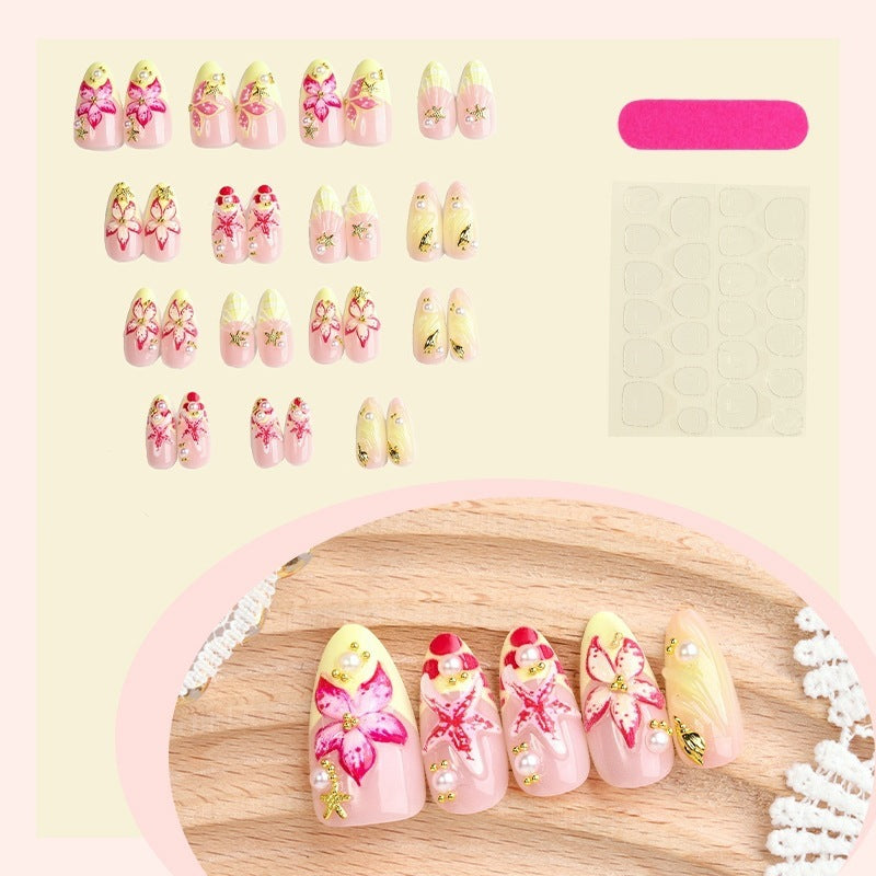 Acrylic nail set with luxurious 3D details and floral design Stornfield
