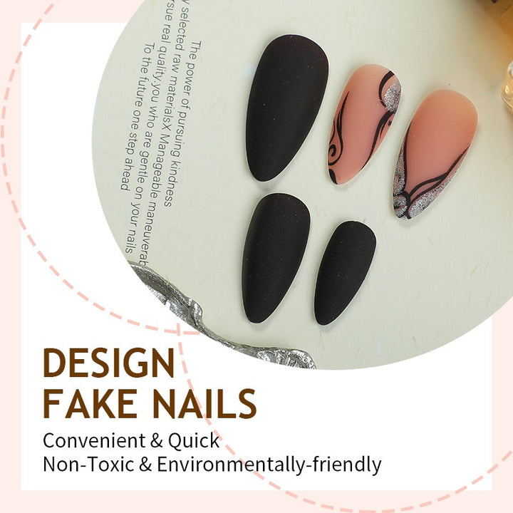 Creative nail art set with exquisite marbled designs and elegant accents Stornfield