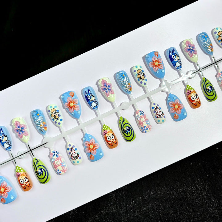 Playful Cartoon-Inspired Press-On Nail Art Set