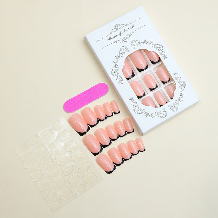 Art Nail Set with Elegant French Tip Design Stornfield
