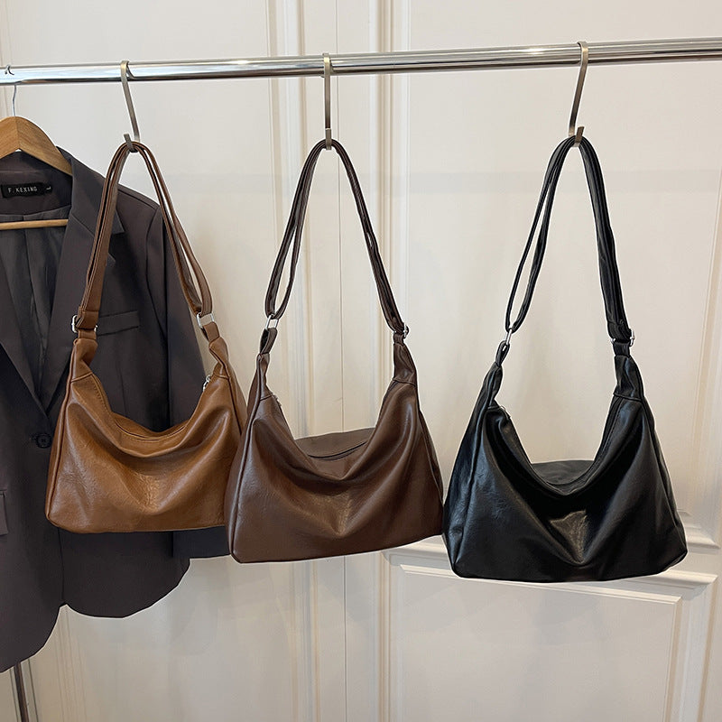 Slouchy Faux Leather Hobo Bag