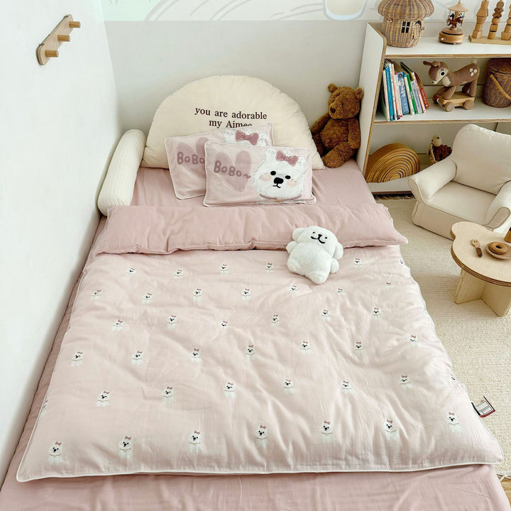 Children's Muslin Comforter Set with Cute Bear Print
