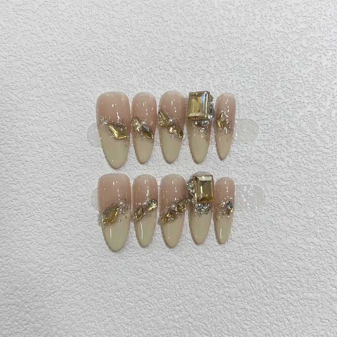 Glamorous Stiletto Press-On Nail Set with Metallic Accents Stornfield