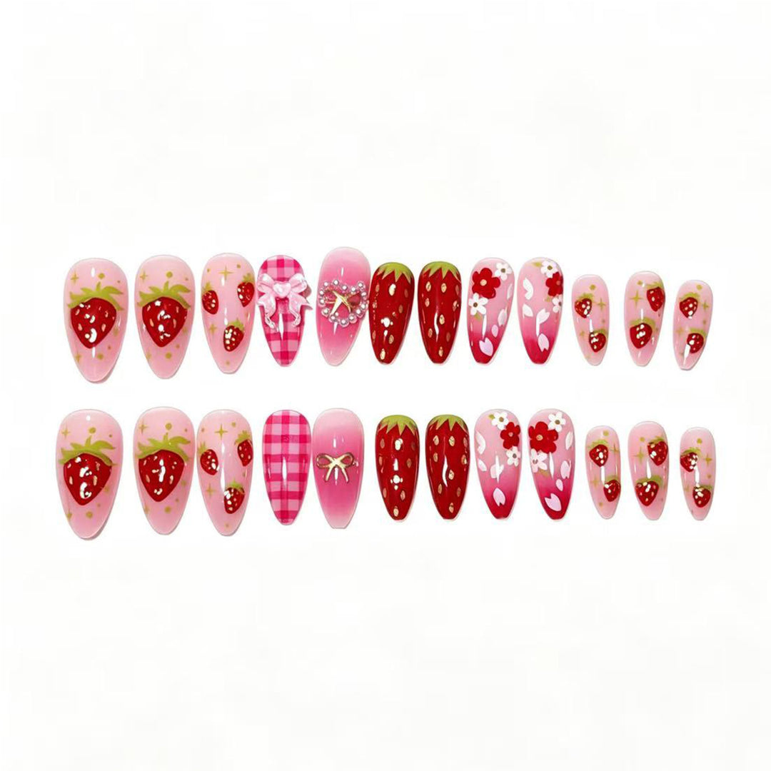 Strawberry-Themed Press-On Nail Art Set Stornfield