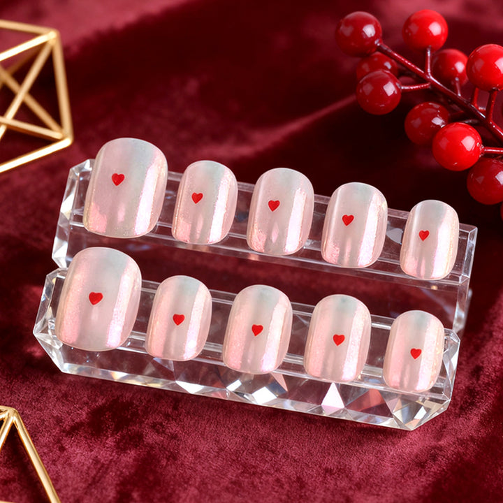 Heart-Embellished Gel Nail Art Stornfield