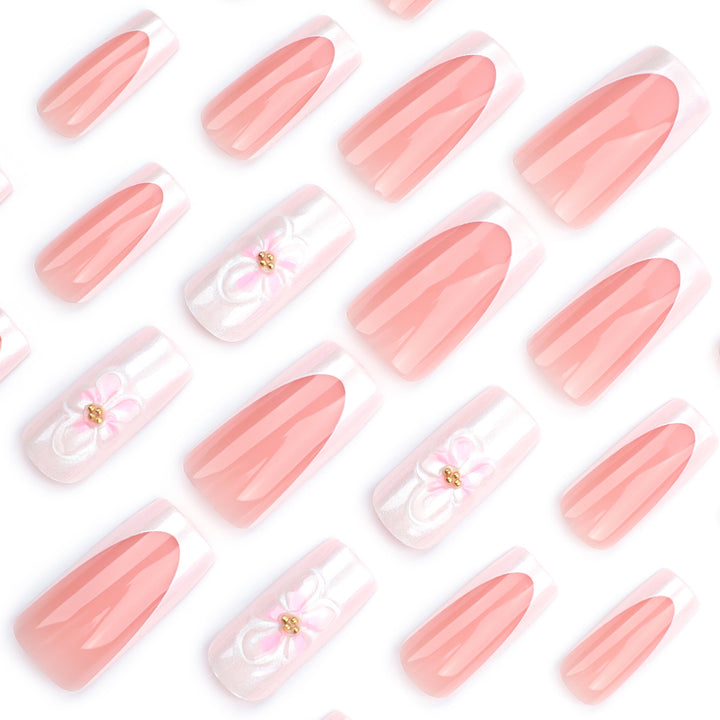 Artistic biodegradable nail extensions with floral accents Stornfield