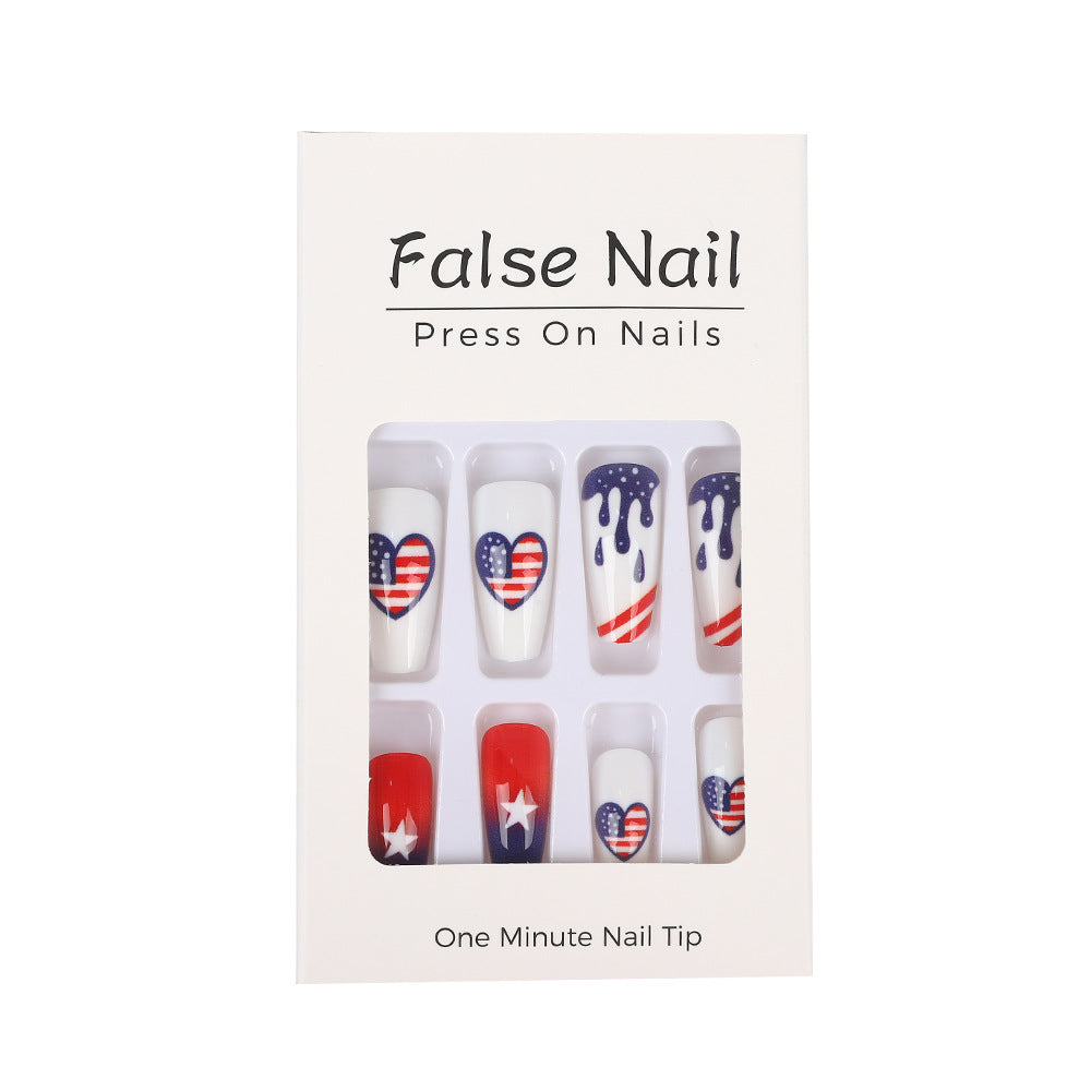Artificial nails in patriotic heart design Stornfield