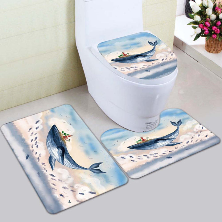 Floral Bunny-Themed Bath Mat Set