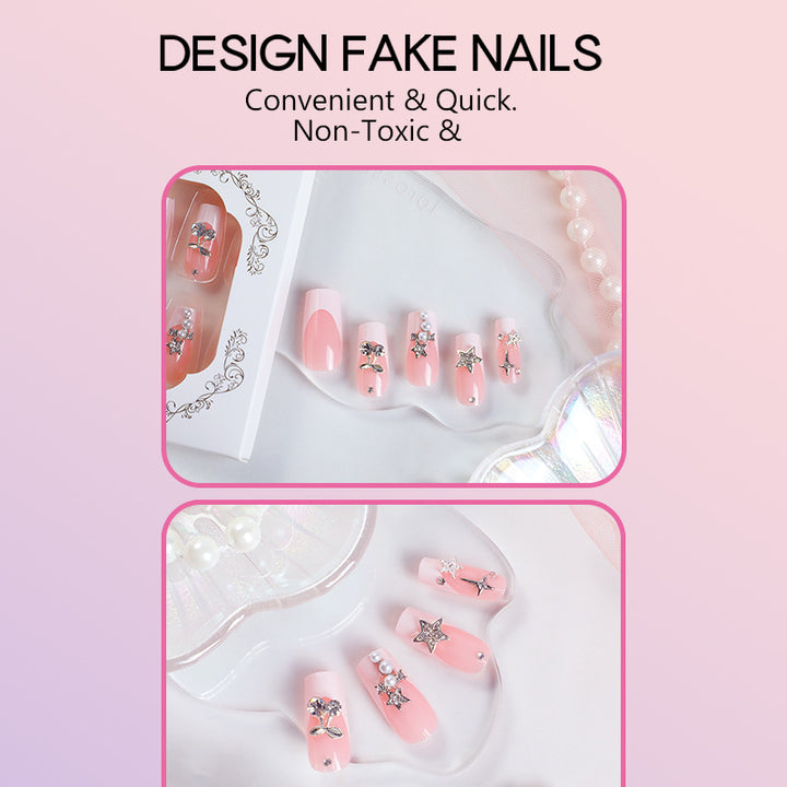 Nail art set with decorative flower and glitter motifs Stornfield