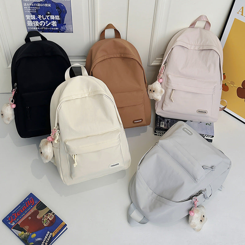 Stylish Casual Backpack with Cute Plush Charm Stornfield