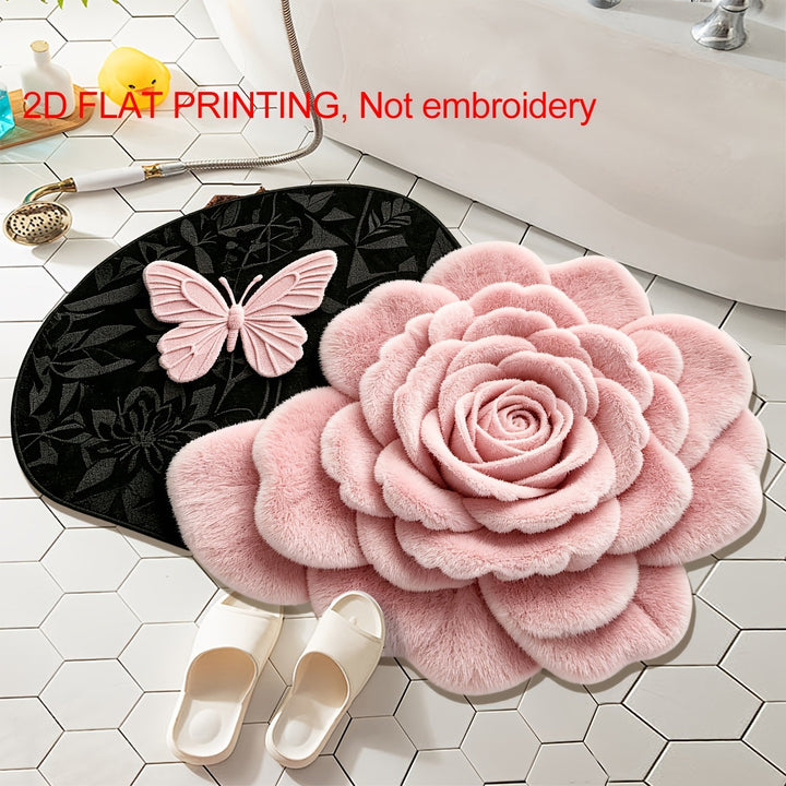 Non-slip leather look bath mat with leopard print