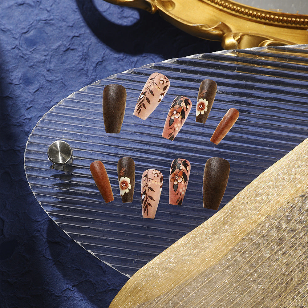 Fake Nail Set with Elegant Floral Designs Stornfield