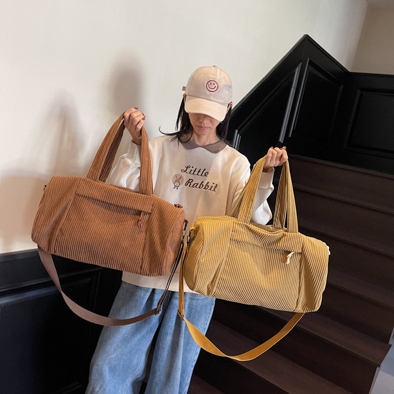 Sporty Travel Bag Made of Soft Cord Material with Adjustable Shoulder Strap Stornfield
