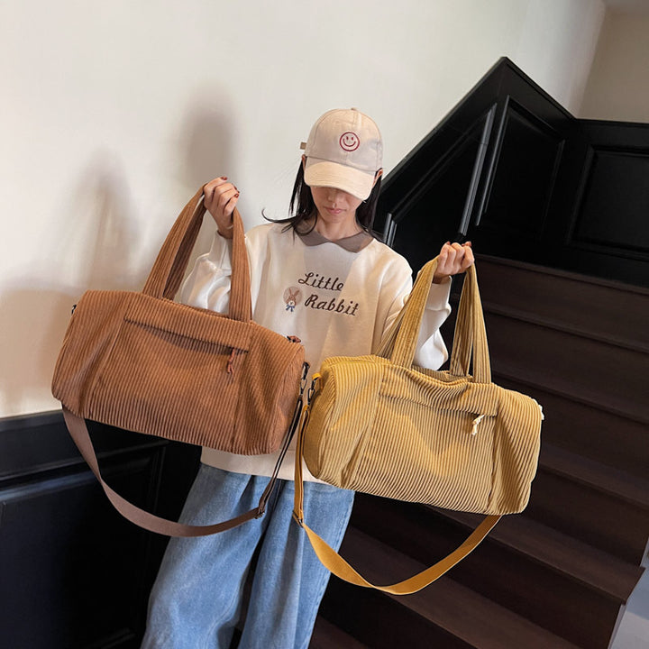 Sporty Travel Bag Made of Soft Cord Material with Adjustable Shoulder Strap Stornfield