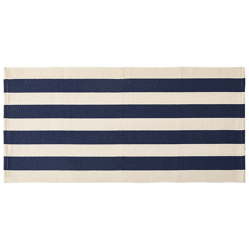 Flat woven runner for living and dining room with modern stripe pattern