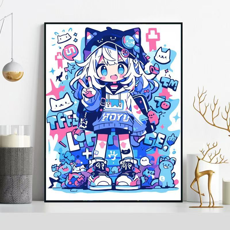 Whimsical Cat-Themed Illustration Wall Art Stornfield
