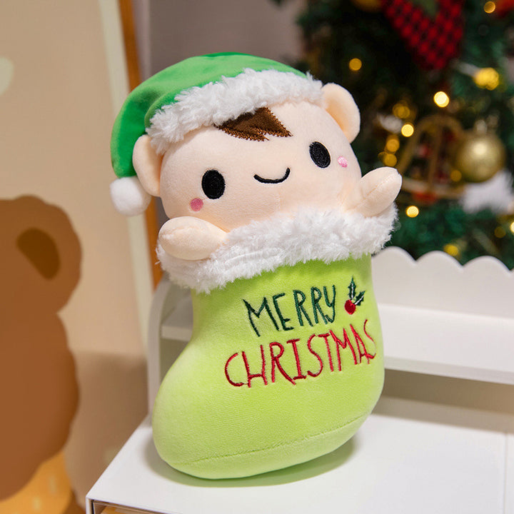 Plush Christmas Tree Decorative Cuddle Pillow with Embroidered Face and Tiered Soft Layers Stornfield