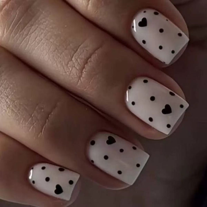 Nail art set with fashionable heart and dot design Stornfield