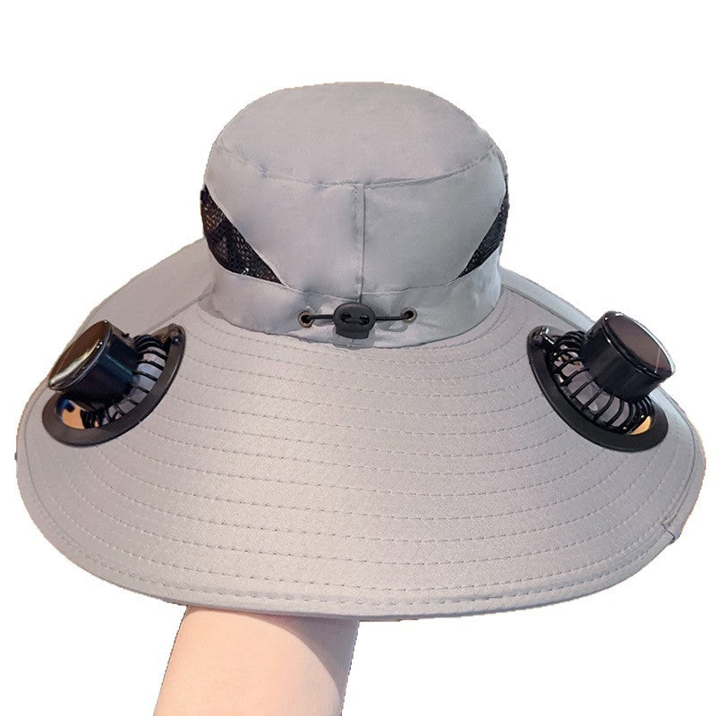 Sunscreen hat with dual USB fans, breathable mesh and adjustable chin strap Stornfield