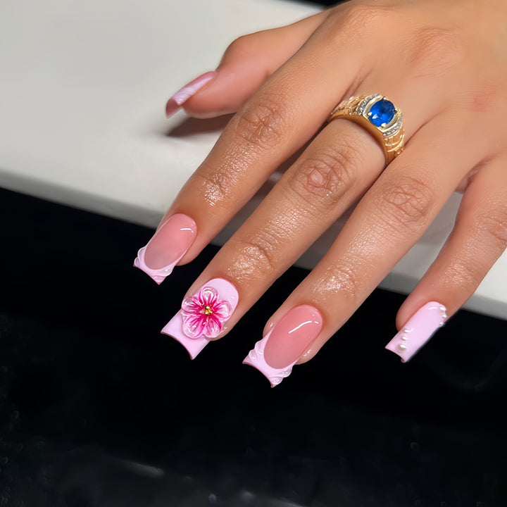 3D Floral Acrylic Nail Enhancements Stornfield