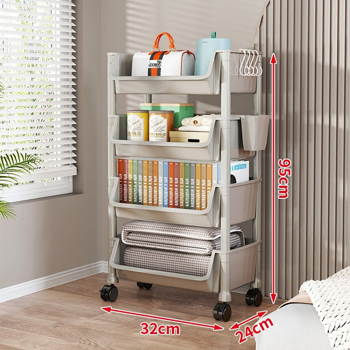 Compact Two-Tier Rolling Storage Cart with Removable Bins and Swivel Casters