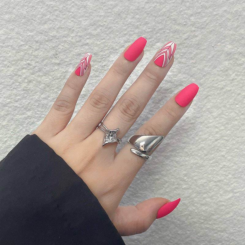 Trendy Geometric Pattern Long Press-On Nails Stornfield