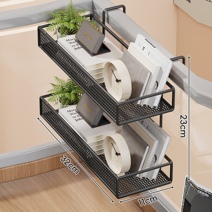 Clamp-On Mesh Desk Partition Shelf Organizer with Lattice Tray and Over-Edge Hooks
