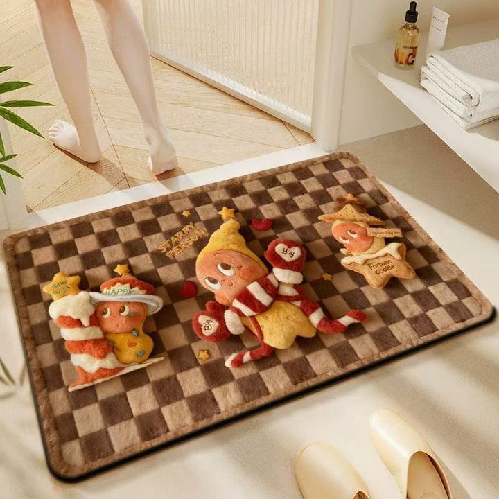 Cute Gingerbread-Themed Plush Bath Mat