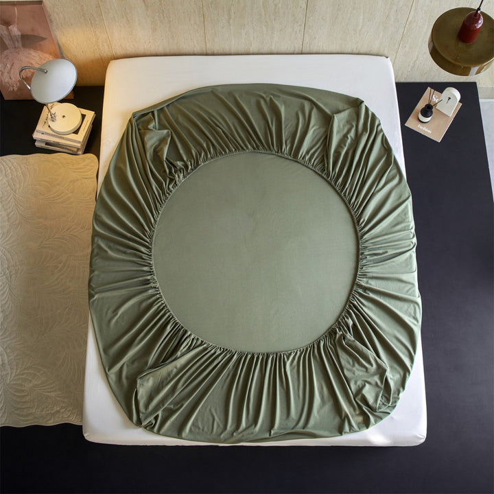 Round Deep-Pocket Stretch Jersey Fitted Sheet with Elastic Skirt