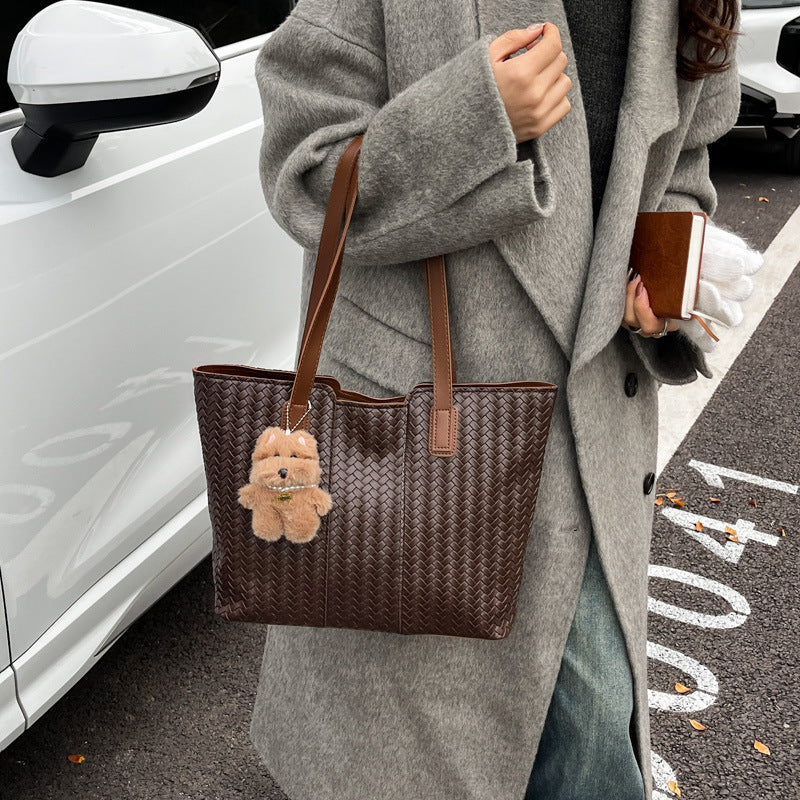 Woven Leather Shoulder Tote Bag Stornfield