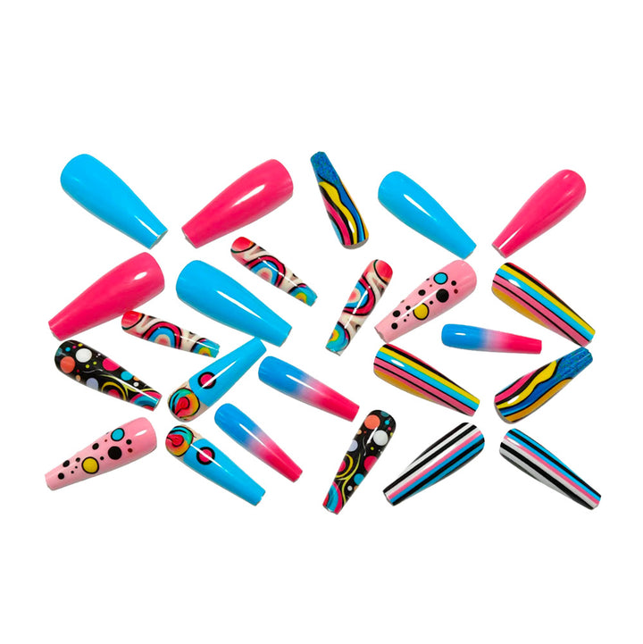 Artificial nails with Colorful Geometric Patterns Stornfield