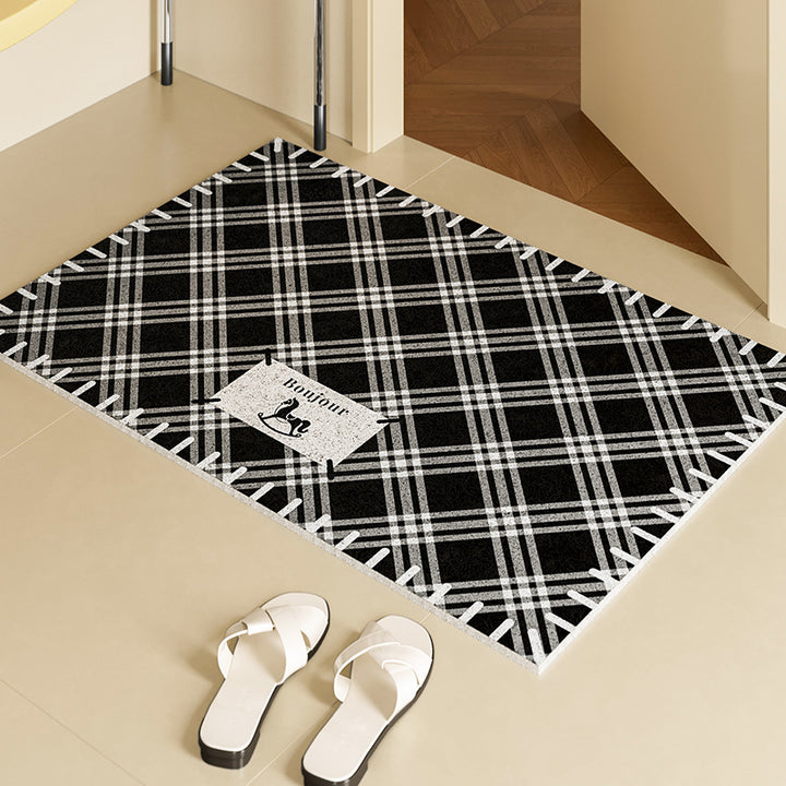 Elegant Plaid Decorative Floor Mat