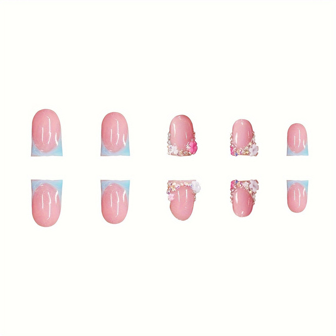 Floral Embellished Press-On Nails Stornfield