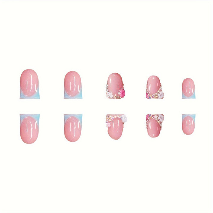 Floral Embellished Press-On Nails Stornfield