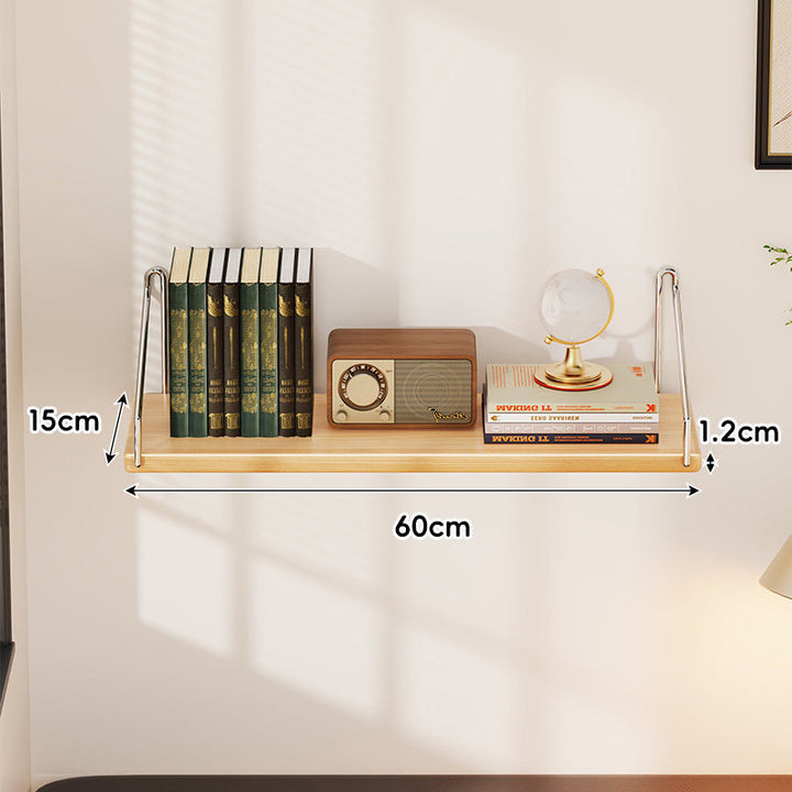 Compact Wall-Mounted Floating Shelf with Slim Metal Side Brackets