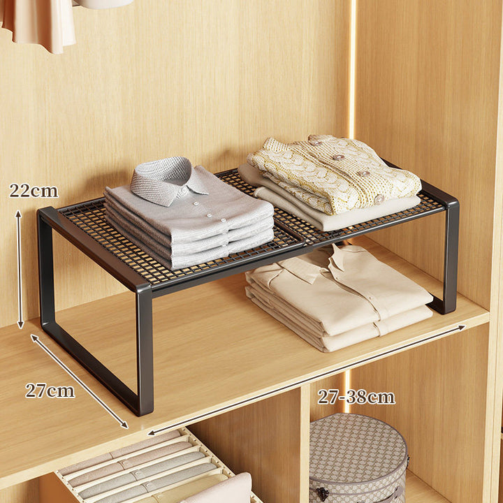 Expandable Metal Closet Shelf Riser and Stackable Wardrobe Organizer