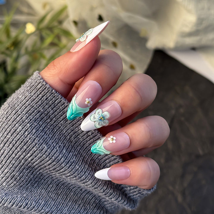 Floral-Embellished Press-On Nail Set Stornfield